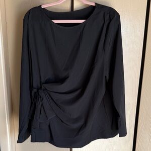 Women’s Black Long-Sleeve Side-Tie Top